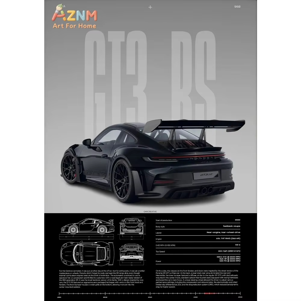 Car Accessories Inside - 1 adet Minimalist 911 GT3-RS 718