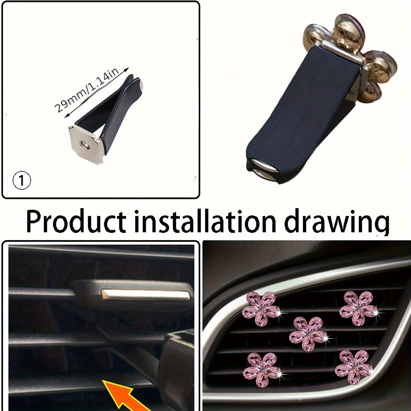5 adet Bling Kristal Çiçek Ara - Car Accessories Evil Eye incelemesi ve fiyatı